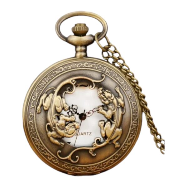 Reloj Bolsillo Doble Dragon Estilo Antiguo Coleccion Am57