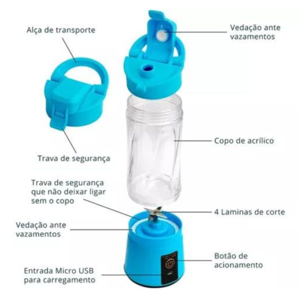 Batidora Mini Vaso Licuadora Recargable Nb15 - Imagen 3