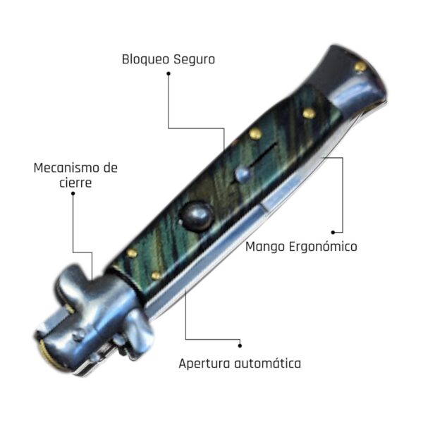Navaja Automatica Estileto Green Gambino Aa05 - Imagen 3